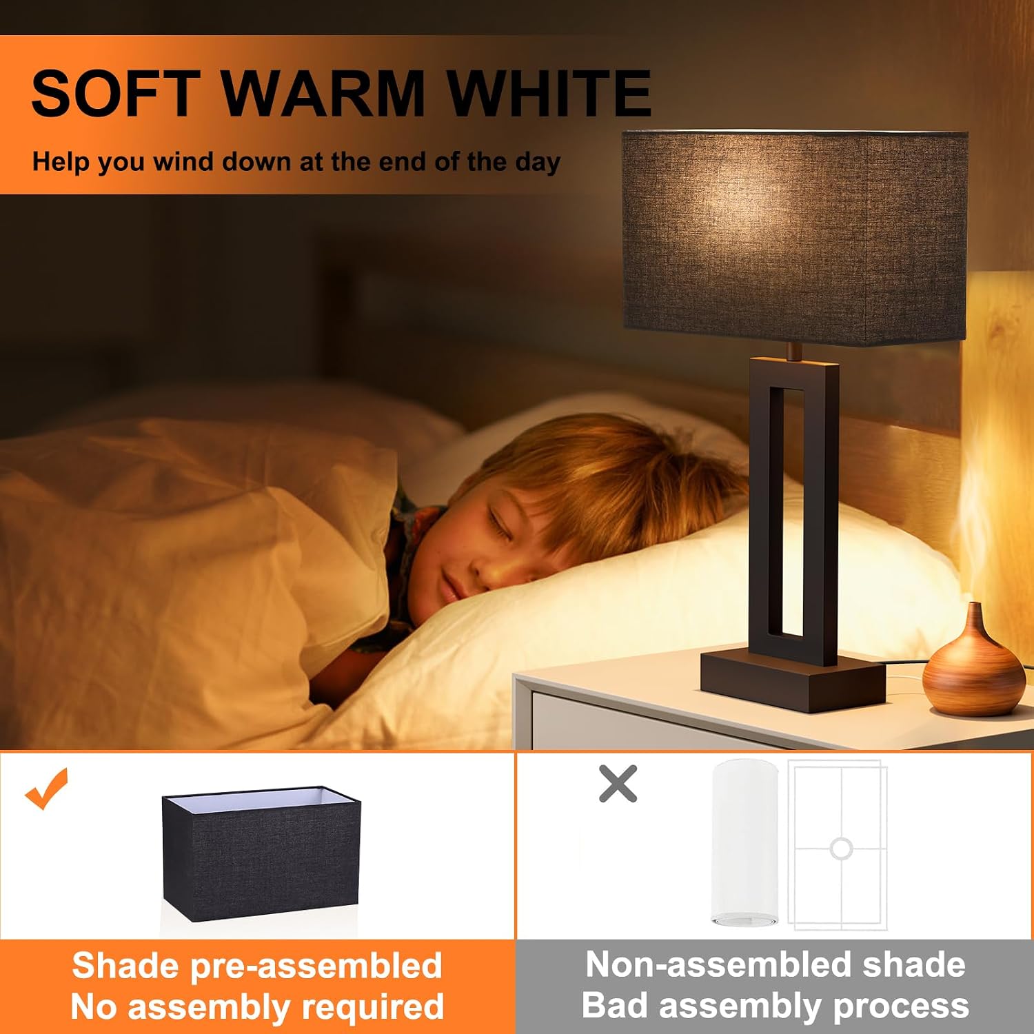 Seealle Nightstand Table Lamps for Bedrooms Set of 2 - Touch Bedside Lamp with USB C+A, 3 Way Dimmable Living Room End Tables 2, Modern…