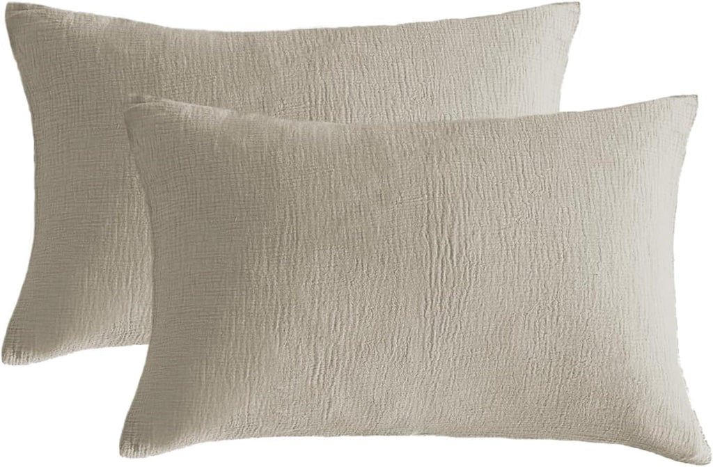DefineCozyHealthyLife SE SOFTEXLY Muslin Pillowcases King Size 100% Cotton, 2 Pack Linen Like Pillow Shams with Envelope Closure, Ultral So…