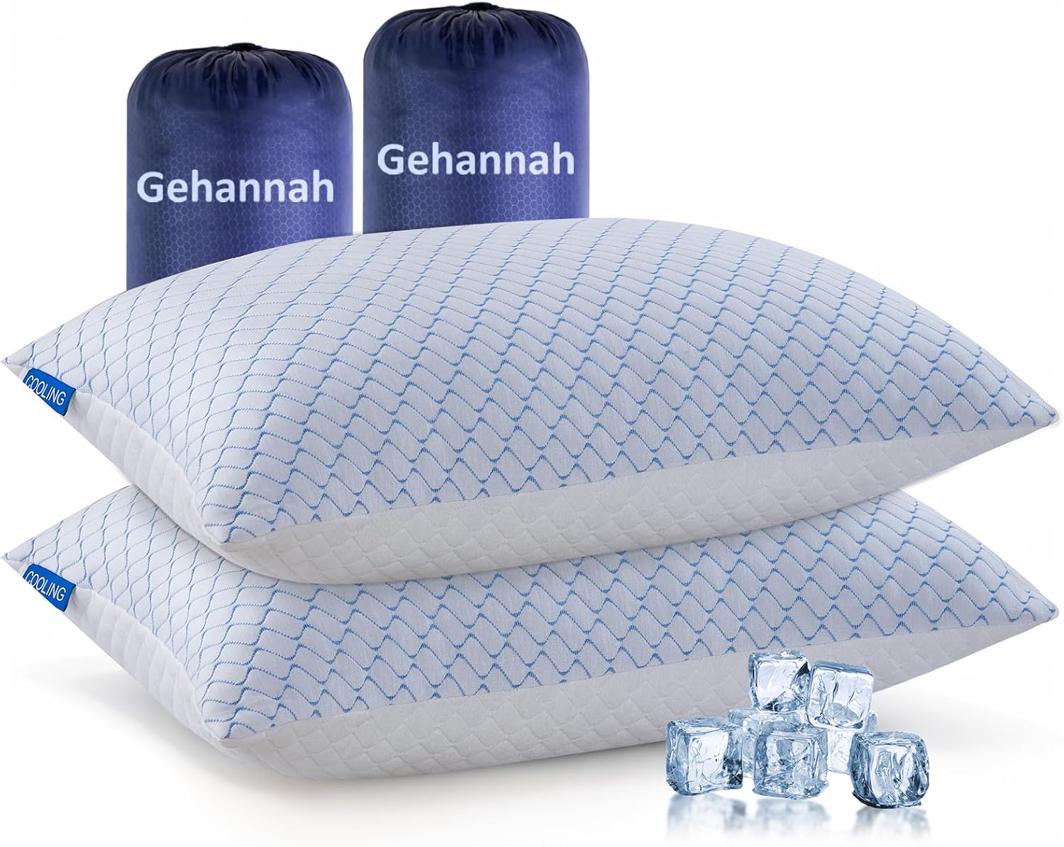 Gehannah Travel Pillow - Large 2 Pack Compressible Camping Pillow for Sleeping - Shredded Memory Foam with 2 Storage Bags - Supportive for…