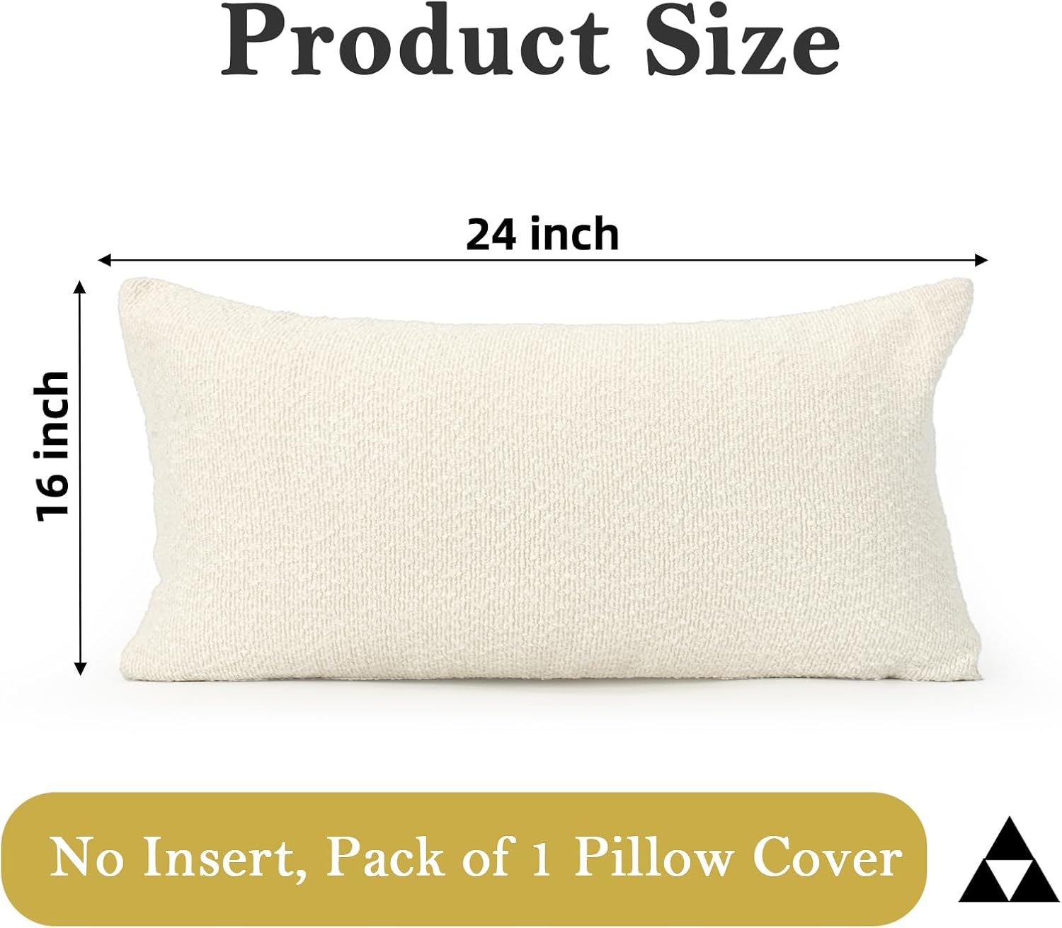 JoraLion 16x24 inch Boucle Lumbar Pillow Cover, Cream Woven Texture Neutral Long Pillow Cover Breathable Cushion Case for Couch Sofa Bed…