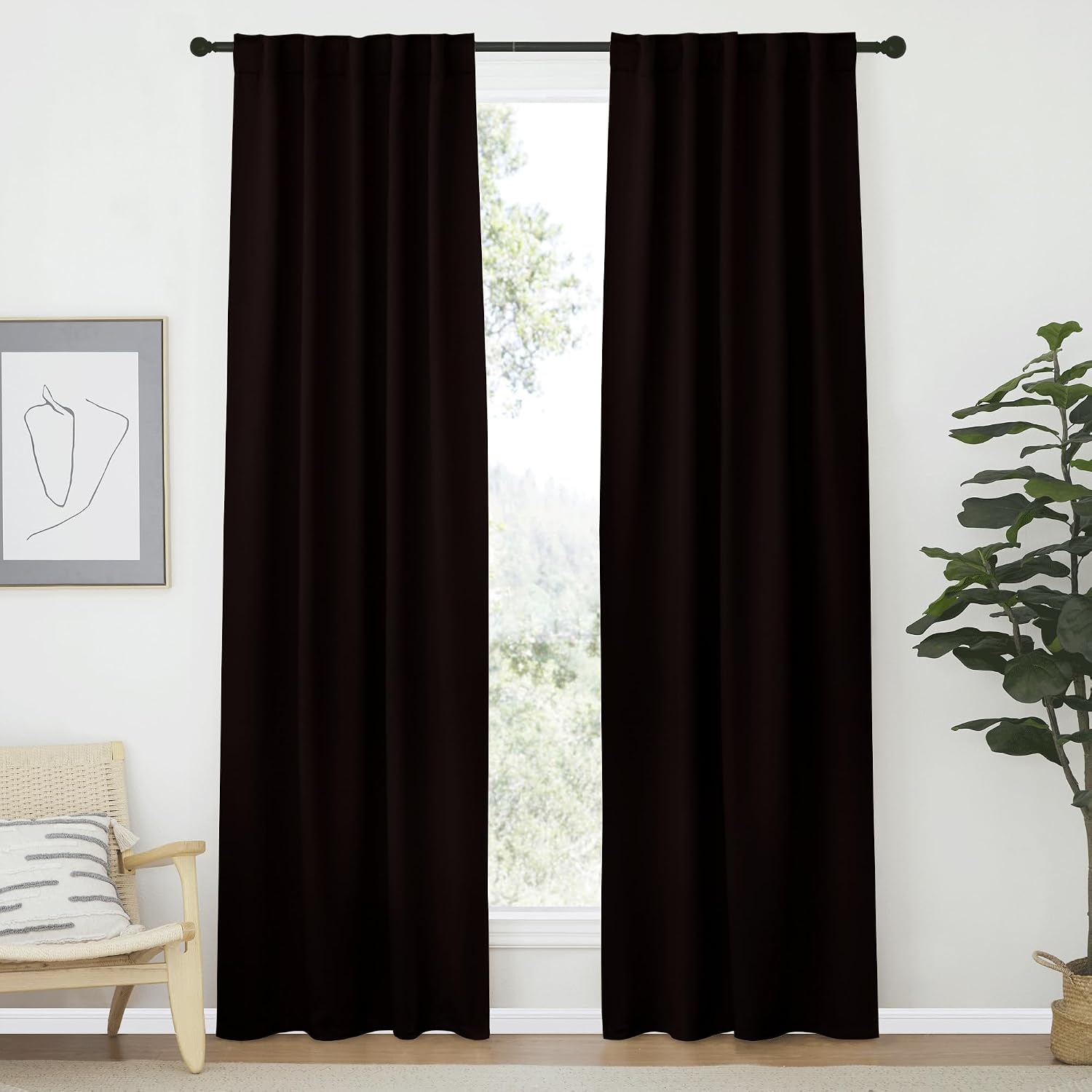 Nicetown Living Room Darkening Curtains - (Toffee Brown Color) W42 x L70, Set of 2, Home Decor Room Darkening Thermal Insulated Drapery Pan…