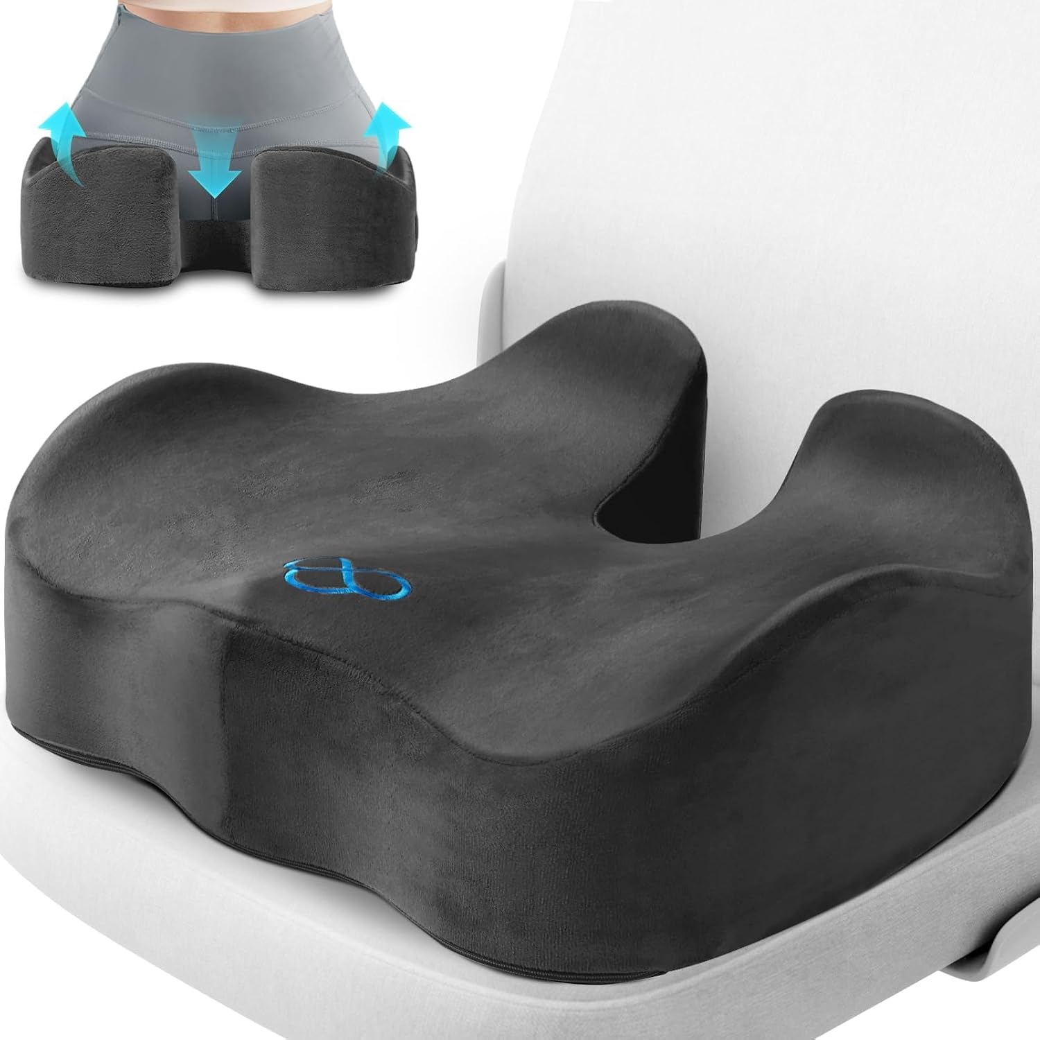 CushyOasis Seat Cushion, Gel Chair Cushions, Office Chair Cushions, Anti-Slip Bottom & Removable Cover Tailbone Cushion, Memory Foam Seat C…