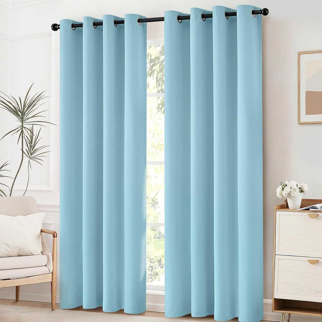 Yakamok Blackout Curtains for Bedroom, Grommet Thermal Insulated Room Darkening Curtains for Living Room, Set of 2 Panels (52 x 96Inch…