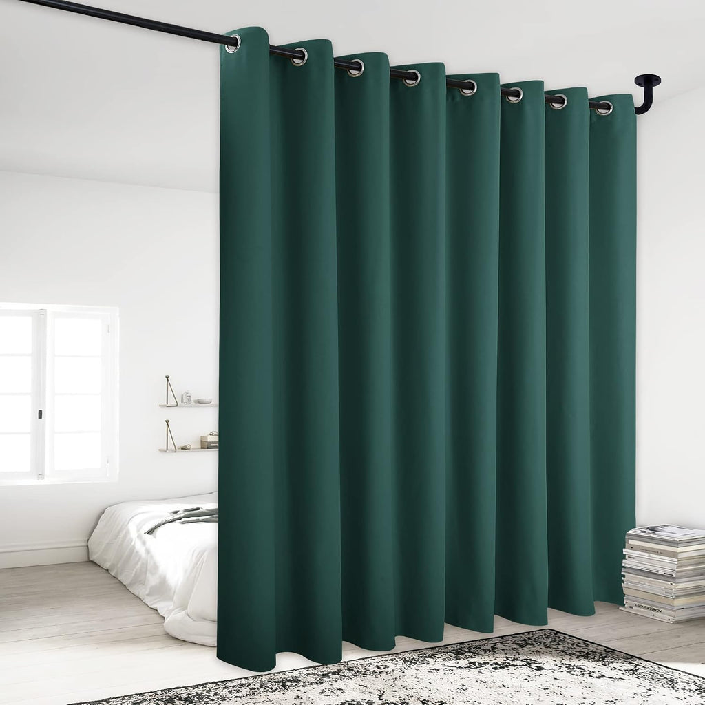 NICETOWN Patio Glass Door Panel - 120" W x 84" L, Hunter Green, Blackout Curtain for Bedroom/Living Room, Privacy Panel Drape