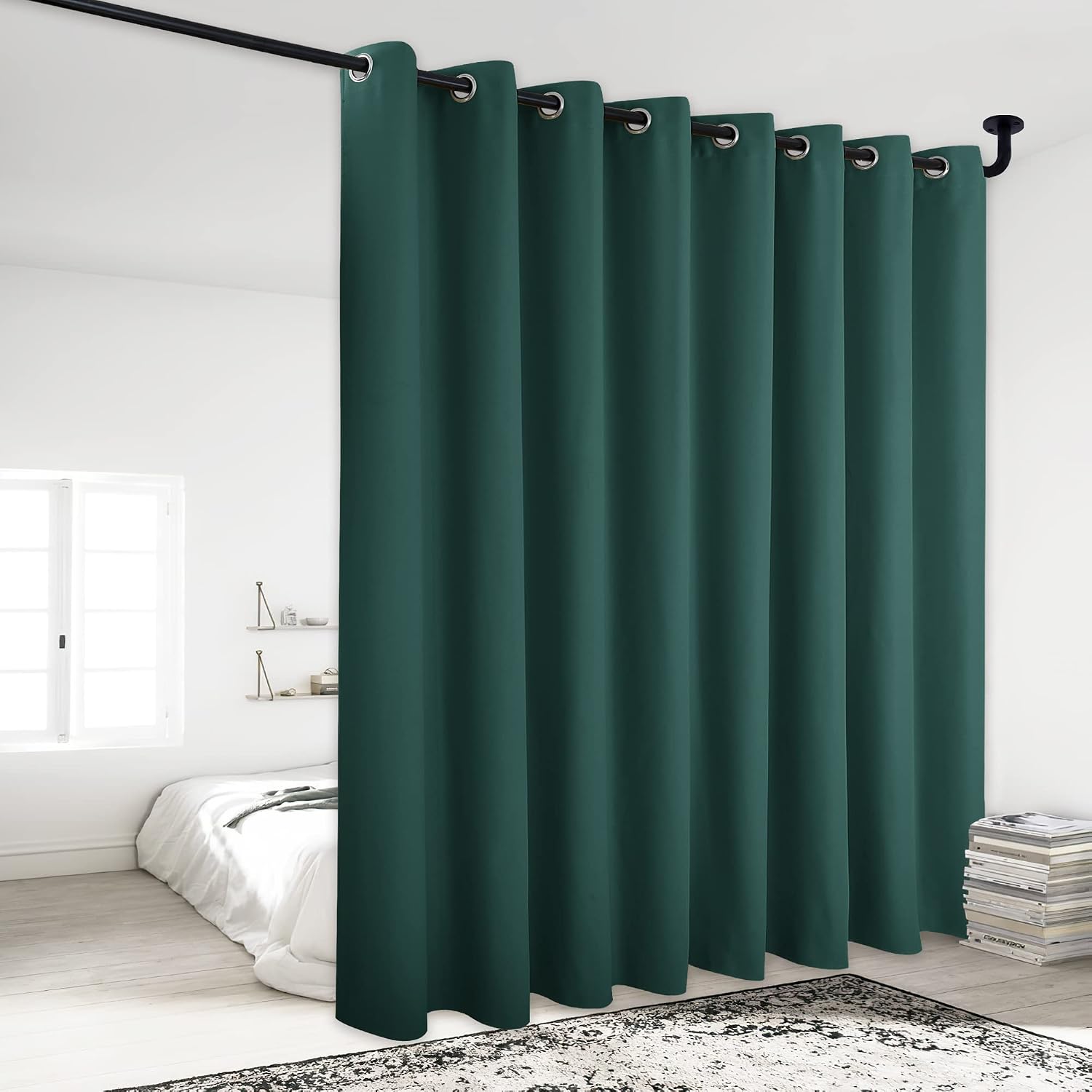 NICETOWN Patio Glass Door Panel - 120" W x 84" L, Hunter Green, Blackout Curtain for Bedroom/Living Room, Privacy Panel Drape