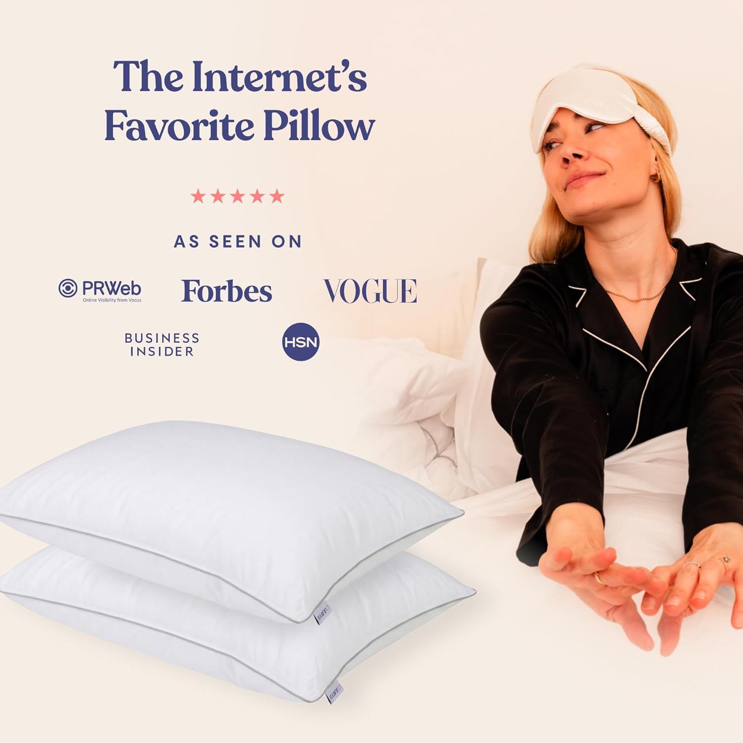 FluffCo Down Alternative Pillows King Size Set of 2 - King Bed Pillows for Sleeping - Made in USA - Cooling Surface and Machine Washable…