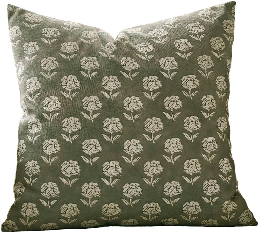 Domvitus Floral Pillow Covers 20x20 Throw Pillow Covers Decorative Farmhouse Block Floral Print Vintage Pillow Cover for Living Room Couch…