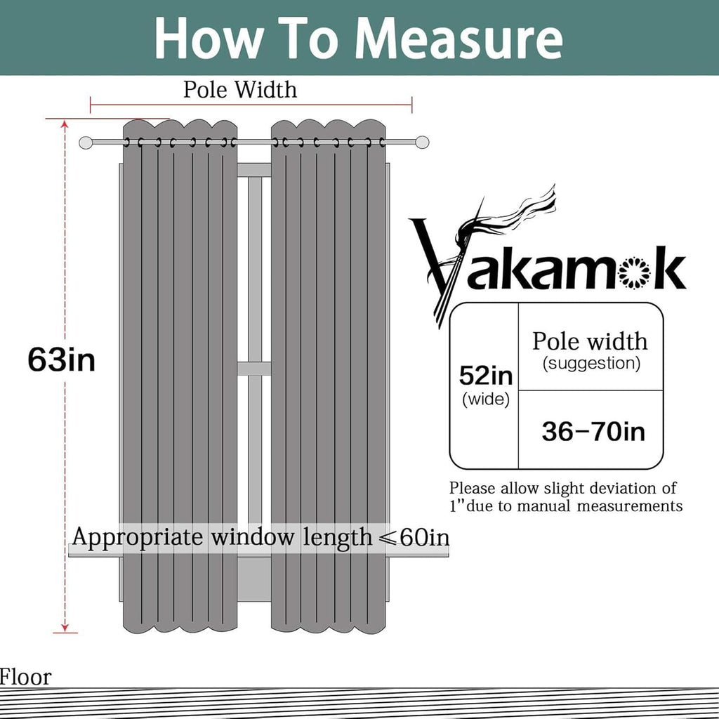 Yakamok Olive Green Blackout Curtains 63 Inches Length with Grommet Green Room Darkening Thermal Insulated Curtain Set of 2 Drapes for…