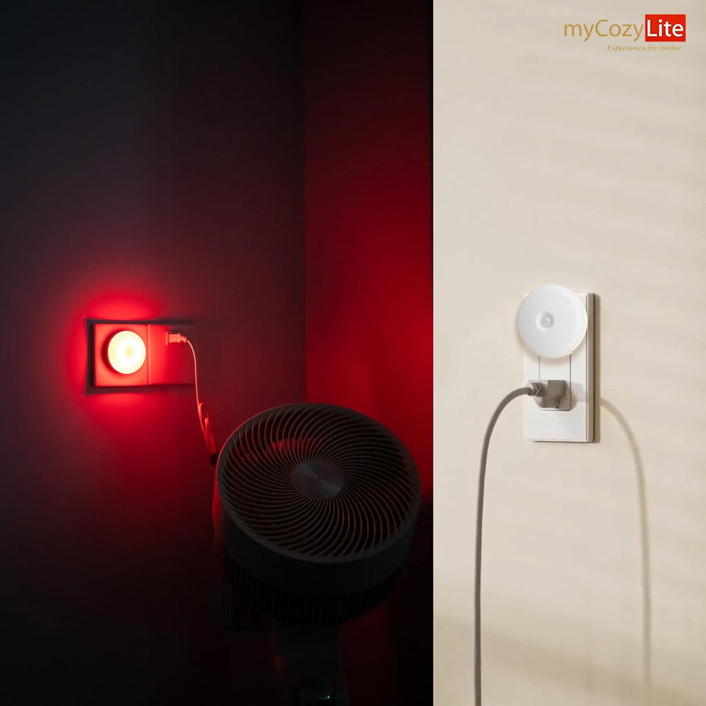 myCozyLite Red Motion Sensor Night Light, Red Light for Sleep, Night Lights Plug into Wall, Automatic ON Off, 2 Pack Motion Night Light…