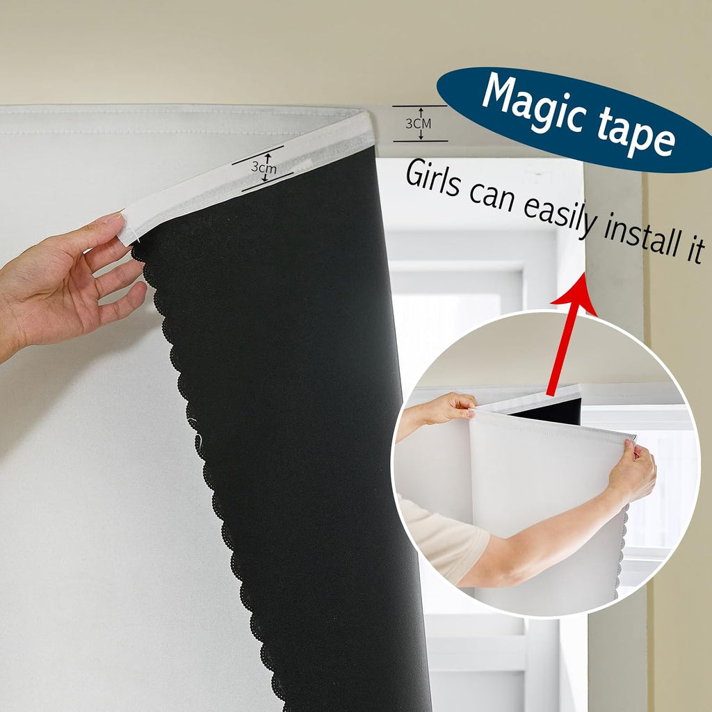 Jilron Magic Tape Stick on Portable Curtains for Windows, Bedroom Blackout Curtains for - Thermal Lnsulated No Drill Curtains Room Darkening…