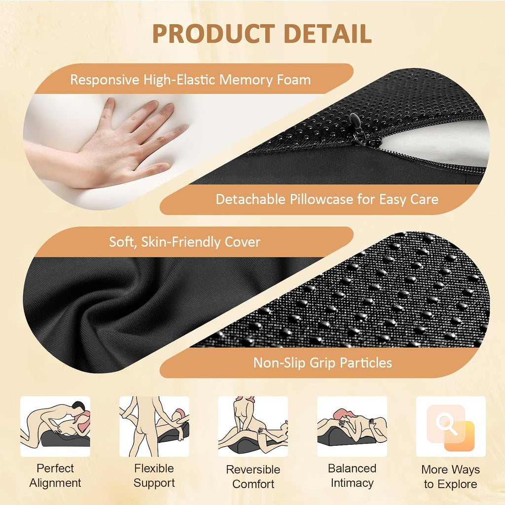 Wedge Pillow, Ergonomic Memory Foam 27° Support Cushion for Spine, Hip & Back Alignment, Positioning Pillow with Removable Cover for…