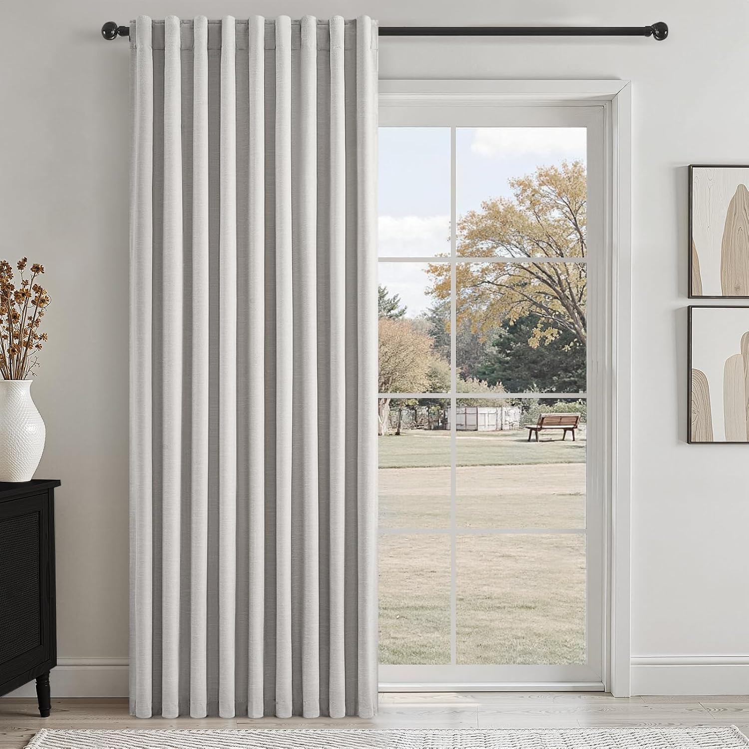 Topfinel Extra Wide 72 Inches 90 Long 100% Blackout Curtains for Living Room Grey Linen Blend Pleated Farmhouse Drapes Back Tab Pleated Rod…