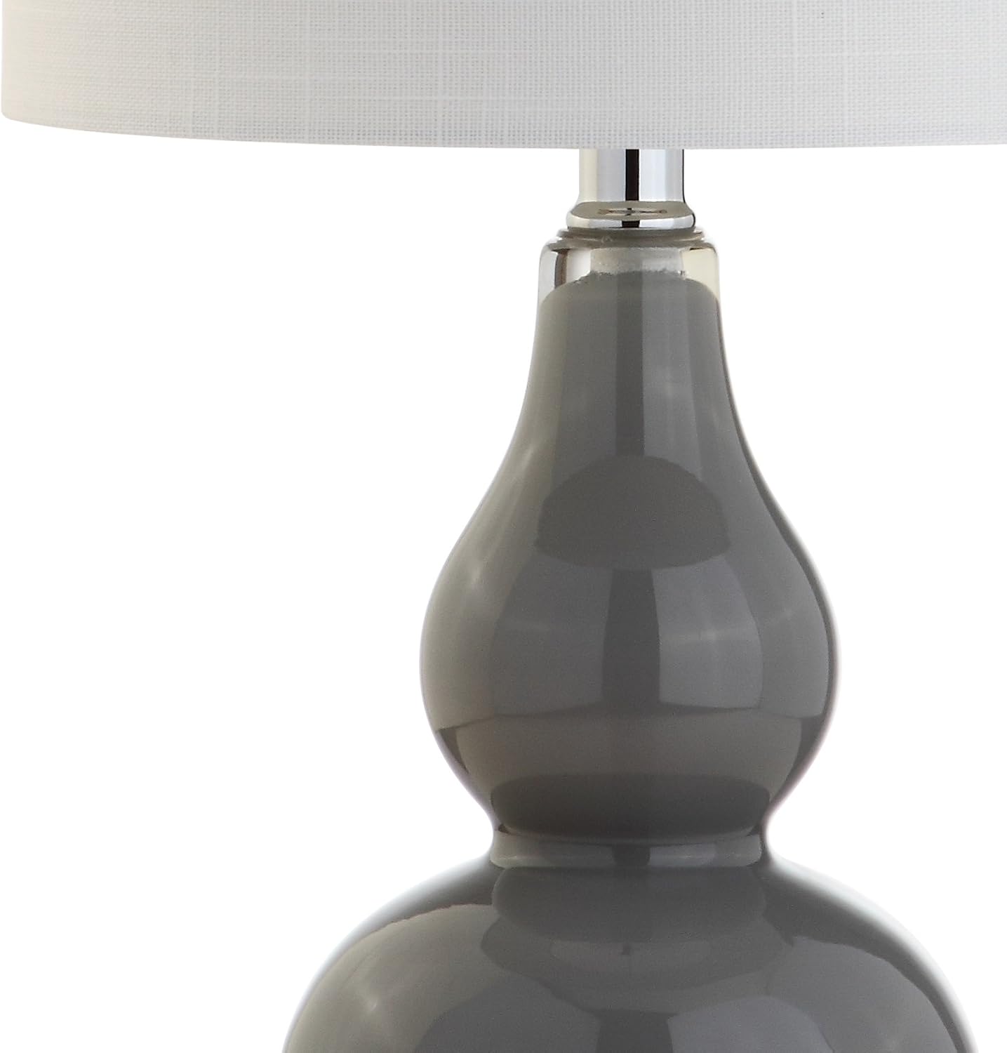 JONATHAN Y 20.5" Gray Glass Table Lamp, Modern Gourd Bedside Nightstand Lamp for Bedroom, Living Room, White Linen Shade, LED Bulb…