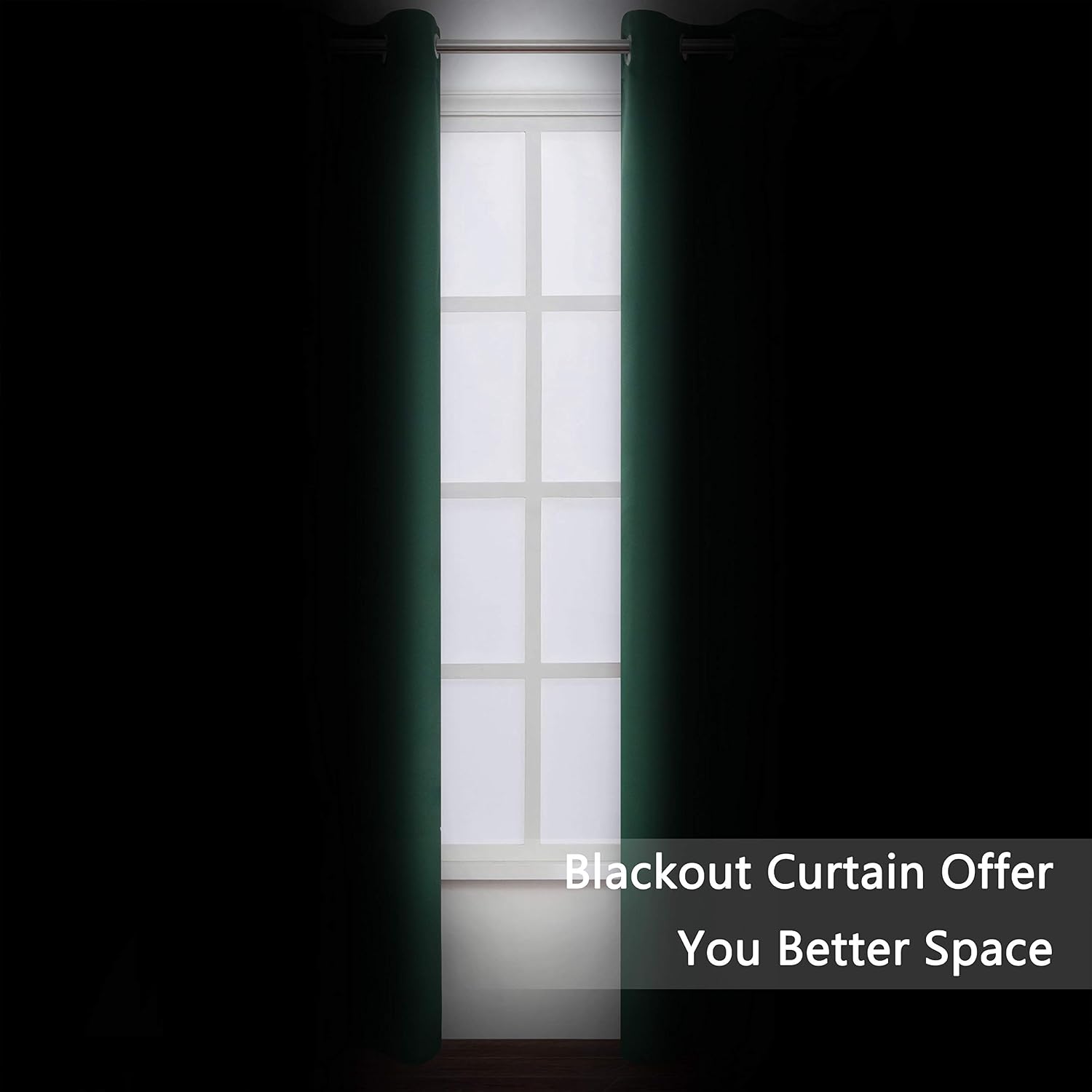 Lemomo Dark Green Blackout Curtains/42 x 84 Inch/Set of Two Panels Grommet Bedroom Curtains 84 Inch Green