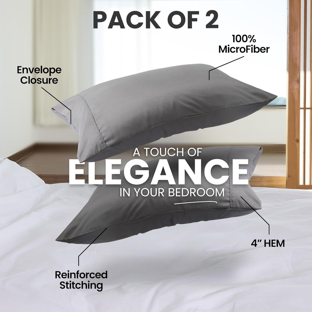 Utopiabedding Utopia Bedding Standard Pillow Cases - 2 Pack - Envelope Closure - Soft Brushed Microfiber Fabric - Shrinkage and Fade Resist…