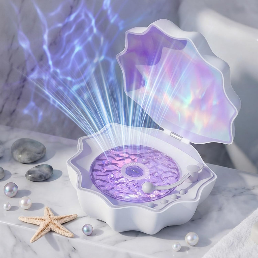 Ocean Wave Projector Light, Shell Night Light Built-in Bluetooth Speaker, Remote Control, White Noises for Home…