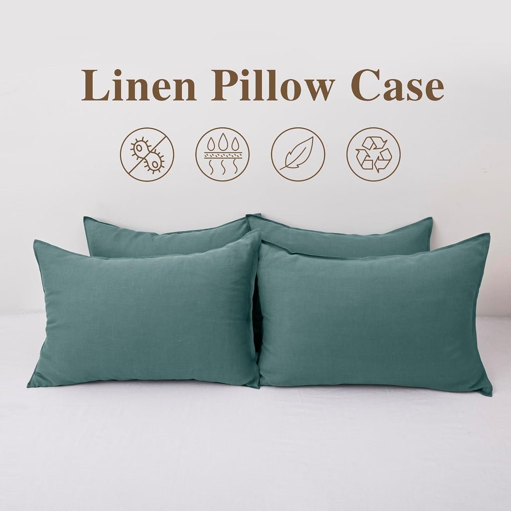 Chuffed Linen Pillow Cases 2 Pack 100% Linen Standard Pillowcases, Breathable and Cooling Washed Pillow Shams with Zipper Closure, 20x26 In…