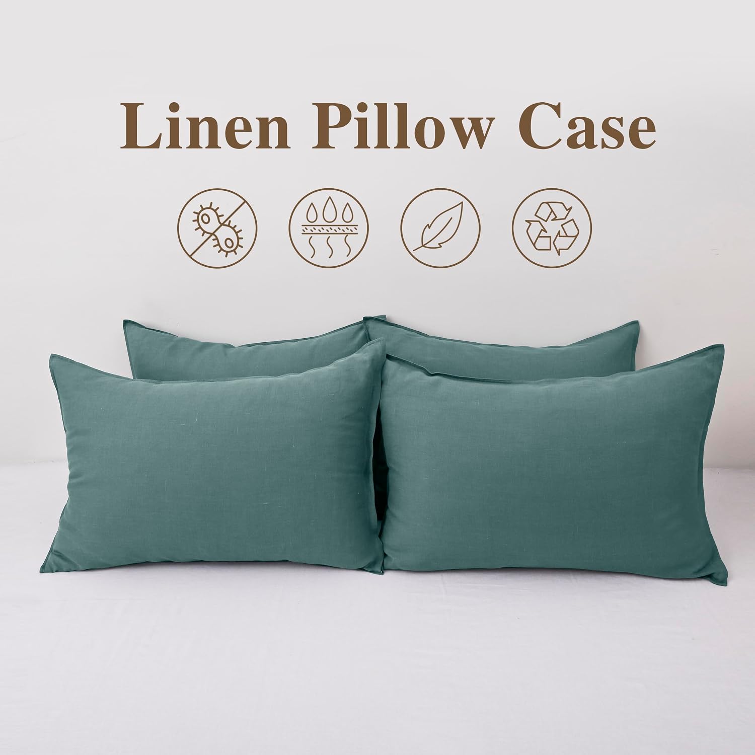 Chuffed Linen Pillowcases 2 Pack 100% Linen Standard Pillow Cases, Breathable and Cooling Washed Pillowshams with Zipper Closure, 20x36 Inc…