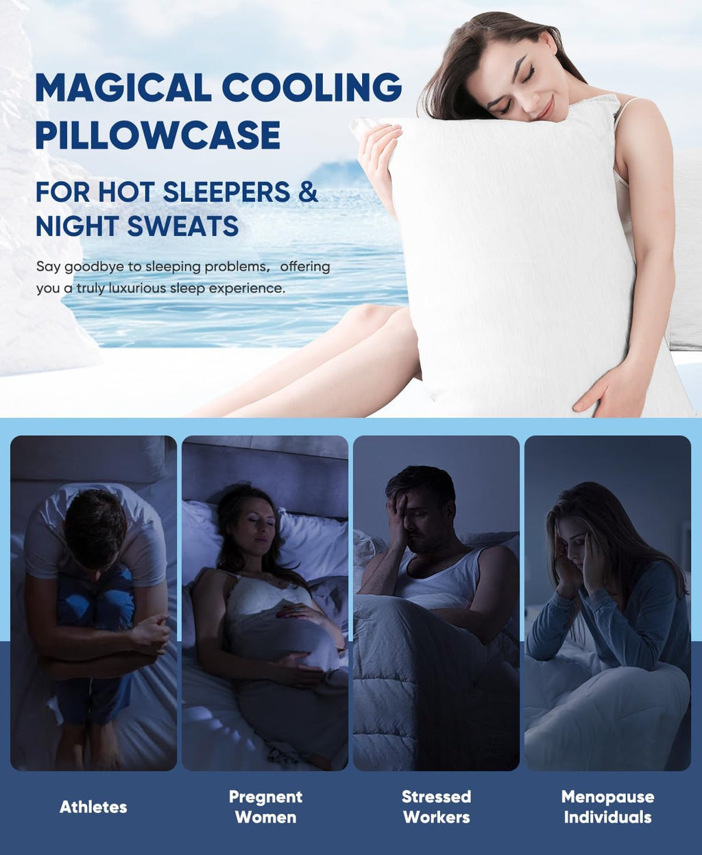 Luxear 2 Pack Cooling Pillow Cases King Size, Arc-Chill Q-Max > 0.5 for Hot Sleepers, Hair & Skin Friendly, Double-Sided, Machine Washable,…