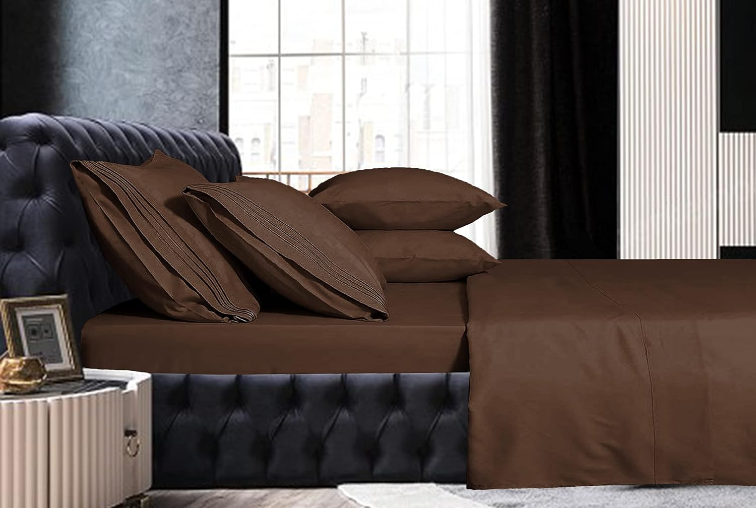 MocassiLuxuryBedding Mocassi Cali King Sheet Set - Luxury Hotel 1800 Premier Bedding Sheets & Pillowcases - Ultra Soft Breathable & Cooling…