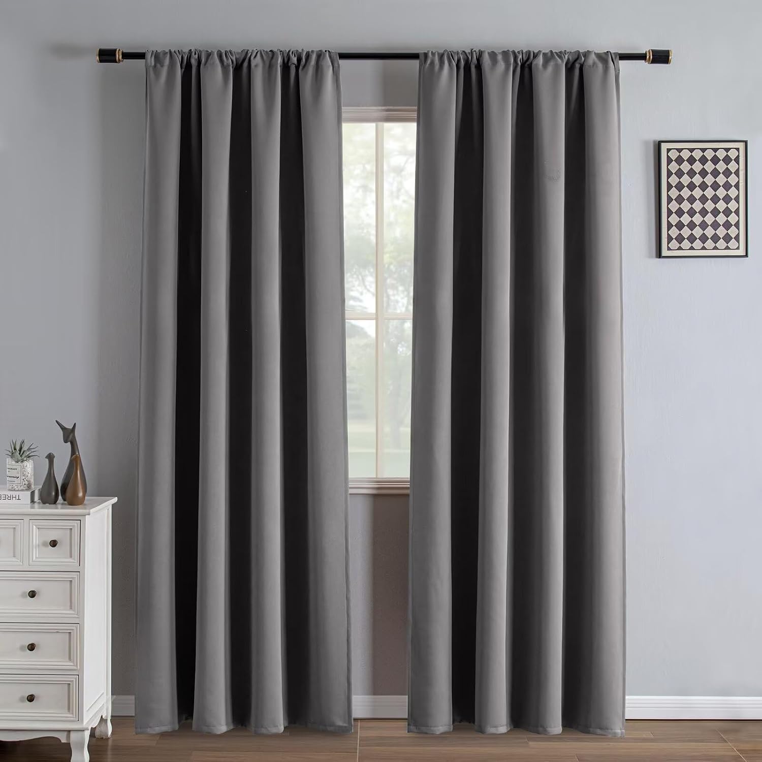 Igemaeve Blackout Curtains 84 Inch Length 2 Panels Set, Black Out Curtains for Bedroom 84 Inch Long, Rod Pocket Energy Saving Room Darkenin…