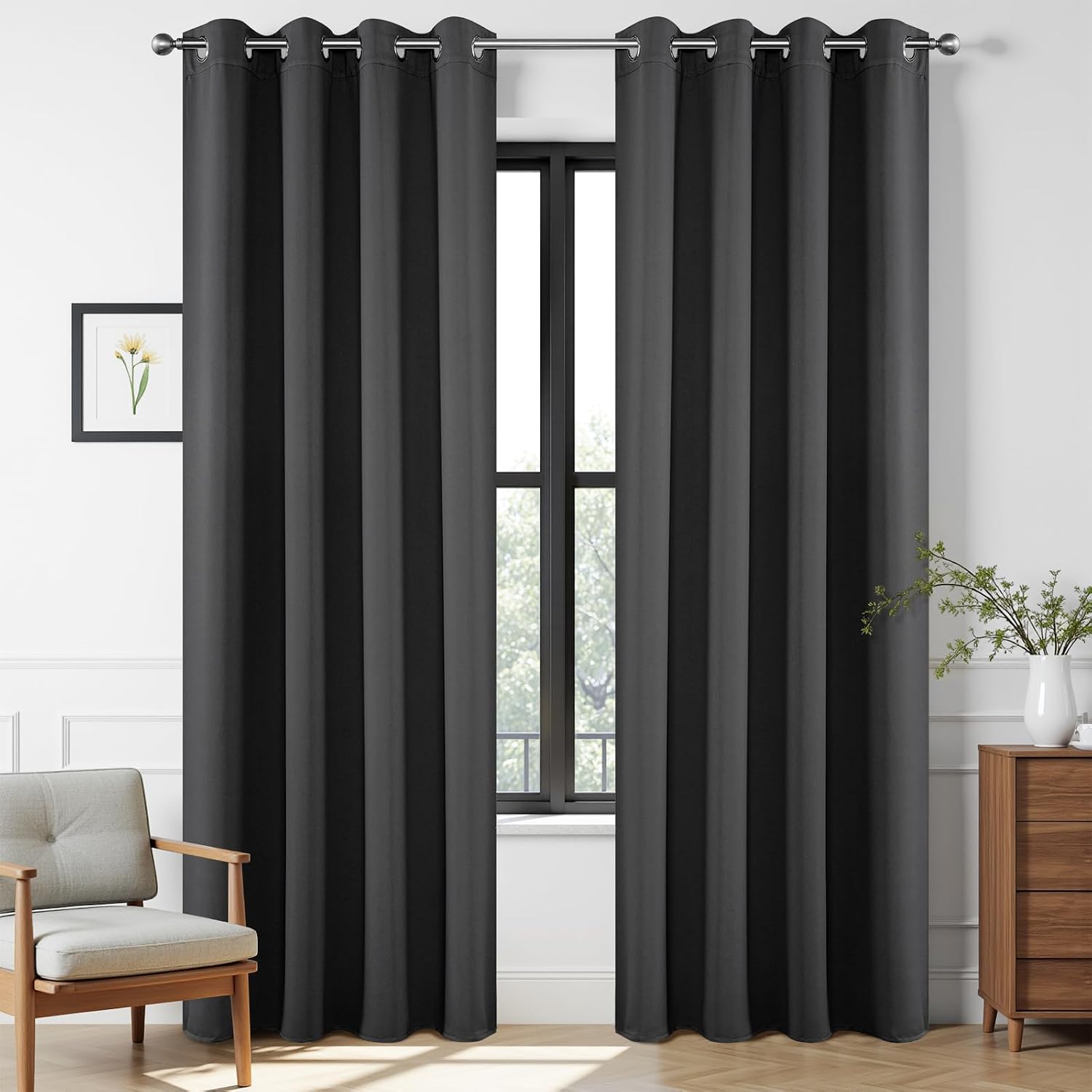 Joydeco Blackout Curtains 72 Inch Length 2 Panels Set, Thermal Insulated Long Drapes 2 Burg, Room Darkening Grommet Curtains for Living Roo…