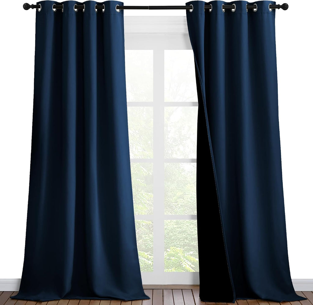 Nicetown 100% Blackout Blinds, Set of 2, 46 inches x 96 inches, Laundry Room Decor Window Treatment Curtains for Large Patio Sliding Door,…