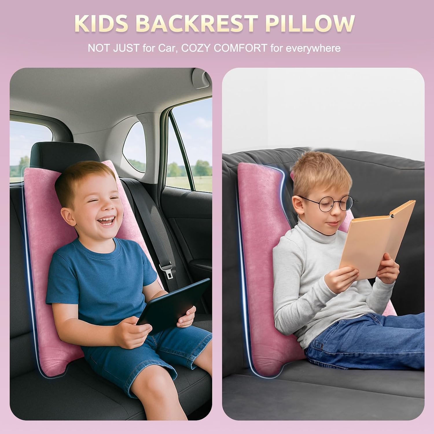Car Pillow for Kids Travel Pillow with Adjustable Strap, Kids Floor Pillows Cushions for Adults and Children to Support Head and Body…