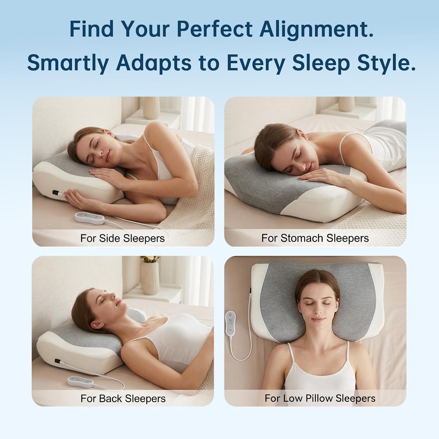 Heated Neck Support Pillow, Ergonomic Design with 5-Zone Support & 3-Level Heat, Auto Shut-Off Timer, 5V Safe Voltage for Sleeping…
