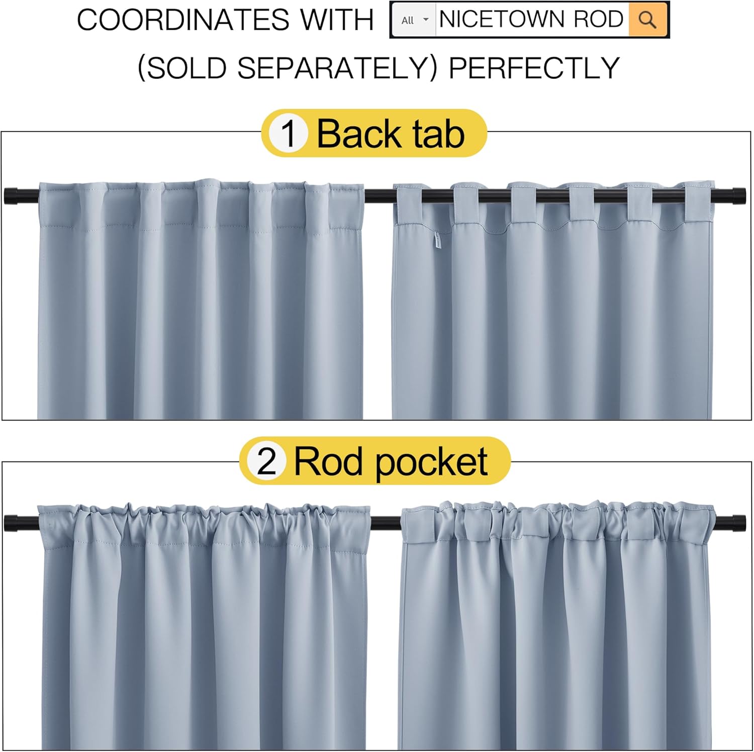 NICETOWN Blackout Curtains Window Panel Drapes - (Vintage Blue Color) W42 x L63, 2 Panels, Home Decoration Light Blocking Thermal…