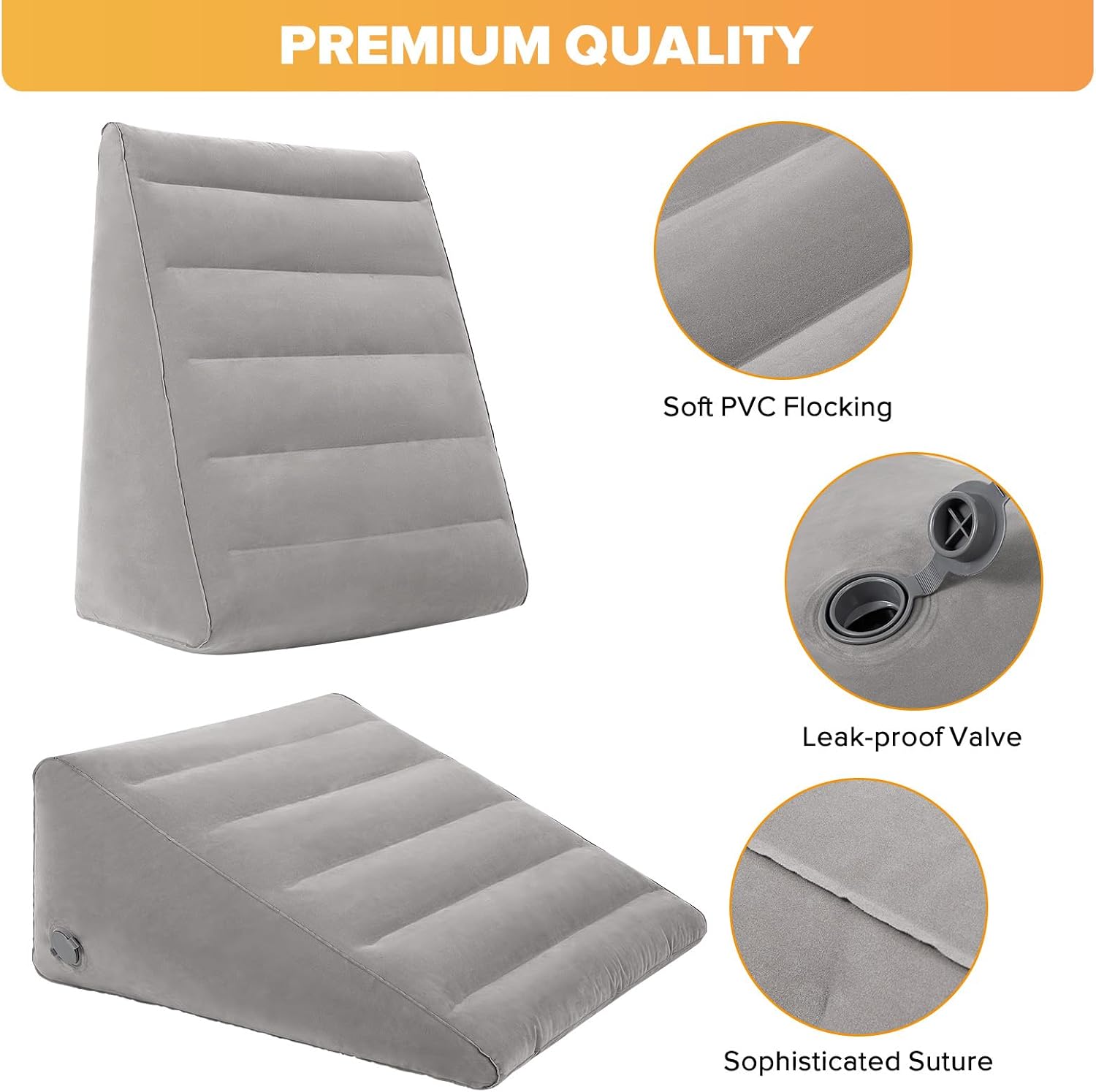 Ushma Inflatable Wedge Pillow for Traveling, 12 Inch Travel Bed Wedge for Headboard Triangle Pillow, Travel Wedge Pillow for Sleeping, Acid…