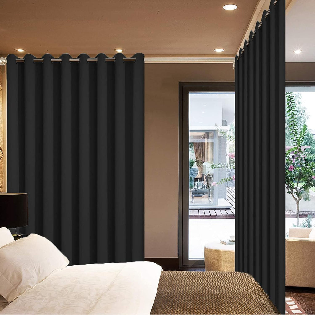 Yakamok Wide Thermal Blackout Patio Door Curtain Panel, Sliding Door Insulated Grommet Curtains, Extra Wide Curtains for Sliding Glass…