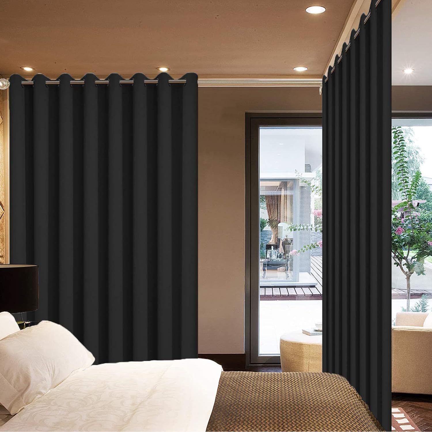 Yakamok Wide Thermal Blackout Patio Door Curtain Panel, Sliding Door Insulated Grommet Curtains, Extra Wide Curtains for Sliding Glass…