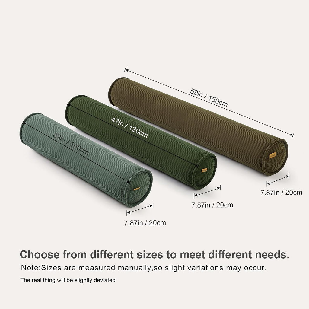 Long Round Body Pillow for Adults – Corduroy Cervical Roll Bolster Pillow, Firm Support for Spine Alignment & Side Sleeping,47 x 7.87…