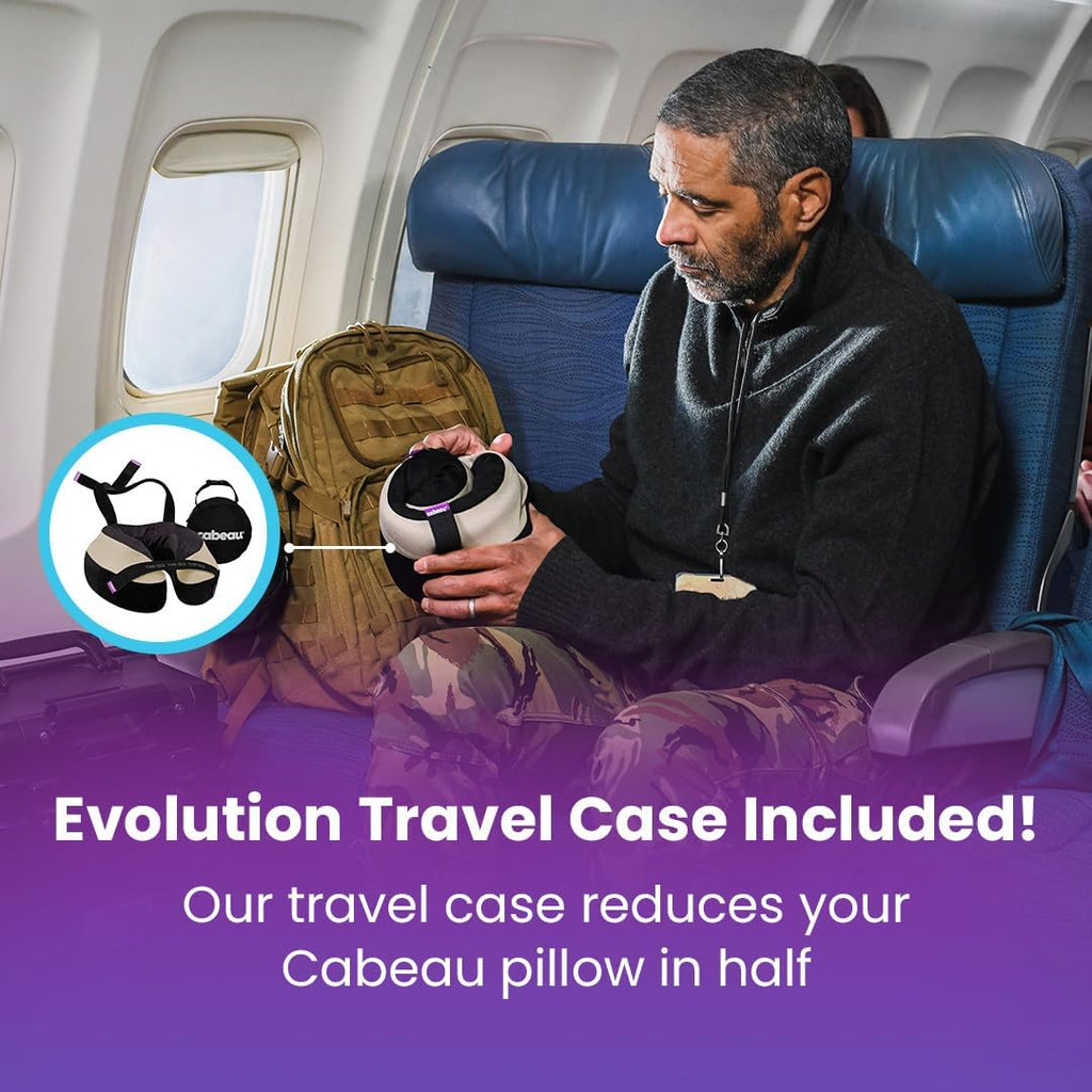 Cabeau Travel Neck Pillow for Airplanes The Neck's Evolution, TNE S3 Supportive Memory Foam Design for Long Haul Flights Attachable Seat…