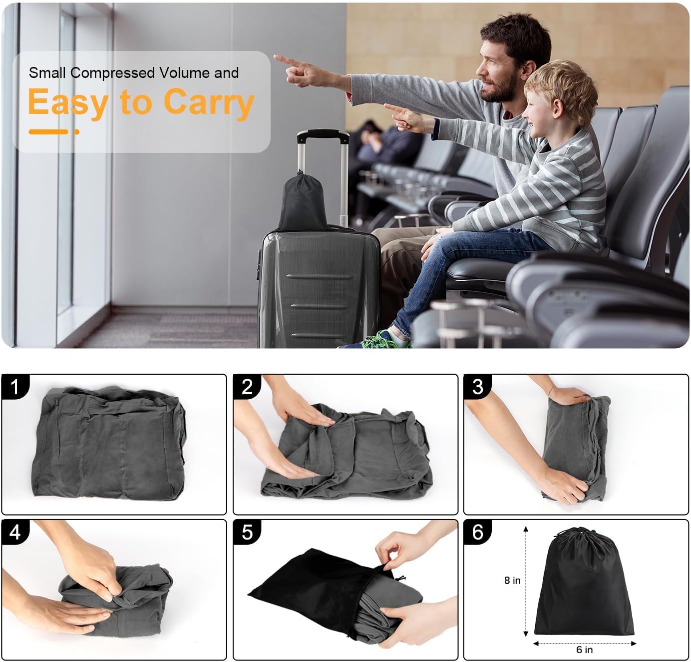 Maliton Inflatable Travel Foot Rest Pillow, Airplane Bed for Kids, Car Foot Leg Rest Pillow, Adjustable Height for Airplane, Car, Train…