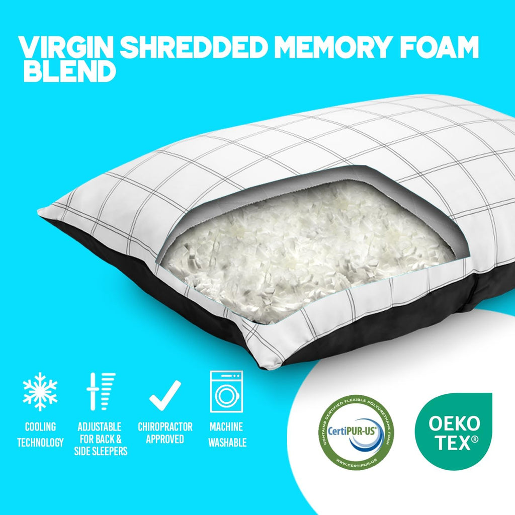 Fluff and Stuff Comfort Pillow | Queen Size Memory Foam Pillows, Chiropractor Designed and Approved 2-in-1 Back Support and Bed Pillows |…