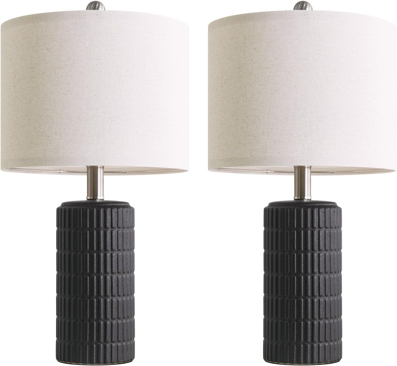 PoKat Small Table Lamps Set of 2 for Bedroom, 20.75'' Matte-Textured Farmhouse Ceramic Bedside Lamps for Night Stands, Stone-Like Modern…