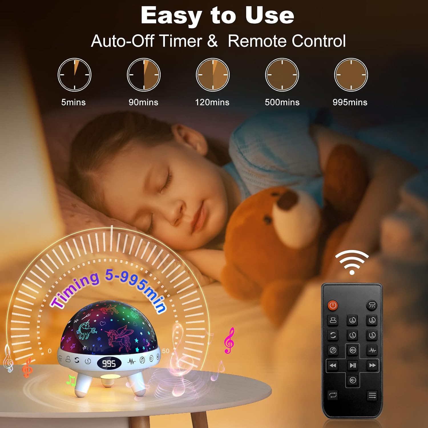 Yachance Unicorn Gifts Toys for 1-12 Year Old Girls.Unicorn Night Light Projector for Girls.Kids White Noise Machine with Baby Night Light.…