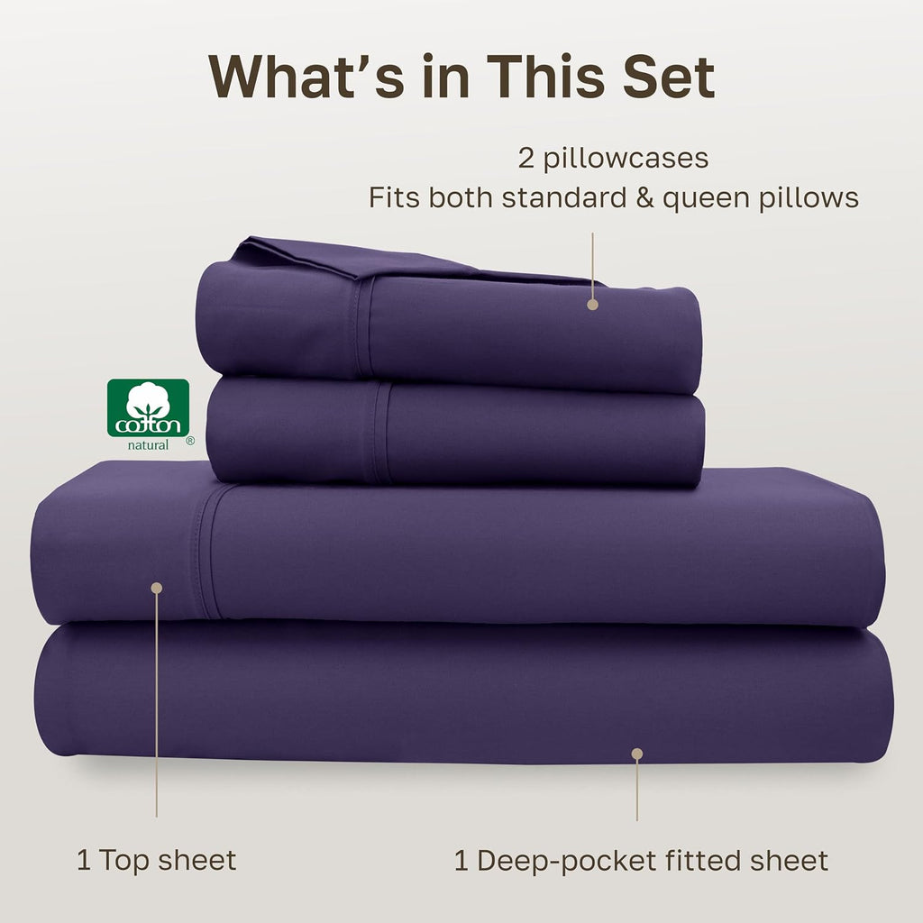 CaliforniaDesignDen California Design Den Soft Queen Size Cotton Sheet Sets, 400 TC Good Housekeeping Award Winner, Silky Smooth Sateen Wea…