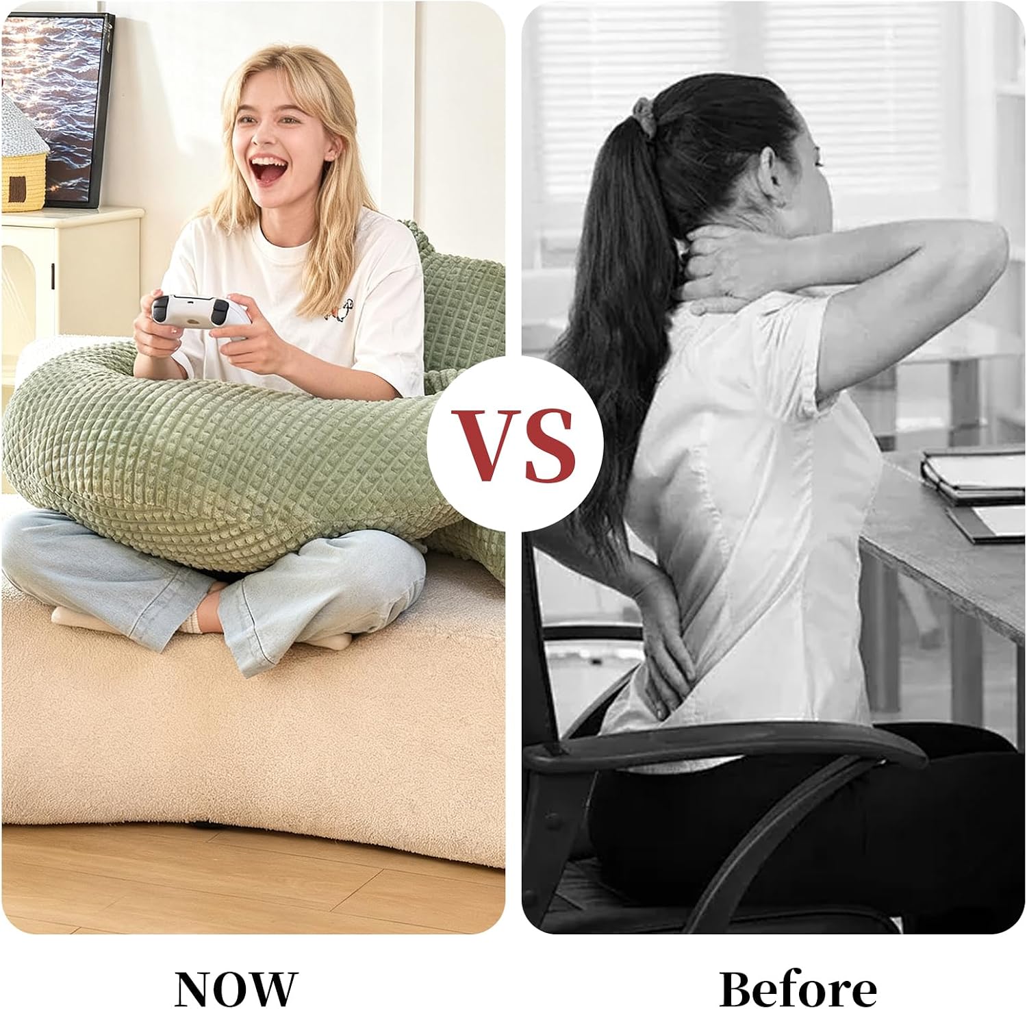 Bed Reading Pillow 17", Cozy Flannel U Shaped Back Support Cushion for Sitting up in Bed, Small Laptop Desk Lap Pillow for College…