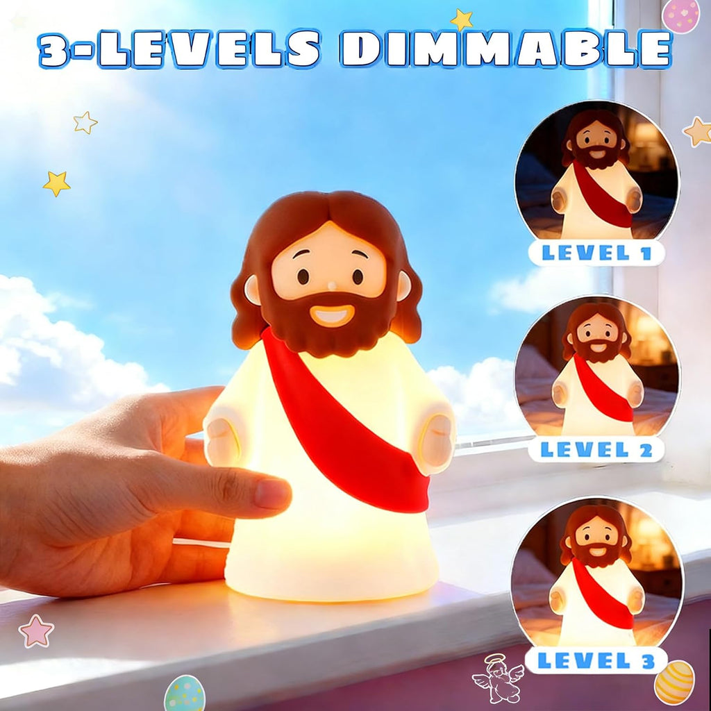 Jesus Night Light Rechargeable Bedside Night Light Dimmable Silicone LED Light Ideal for Religious Gatherings, Gifts for Sunday School…