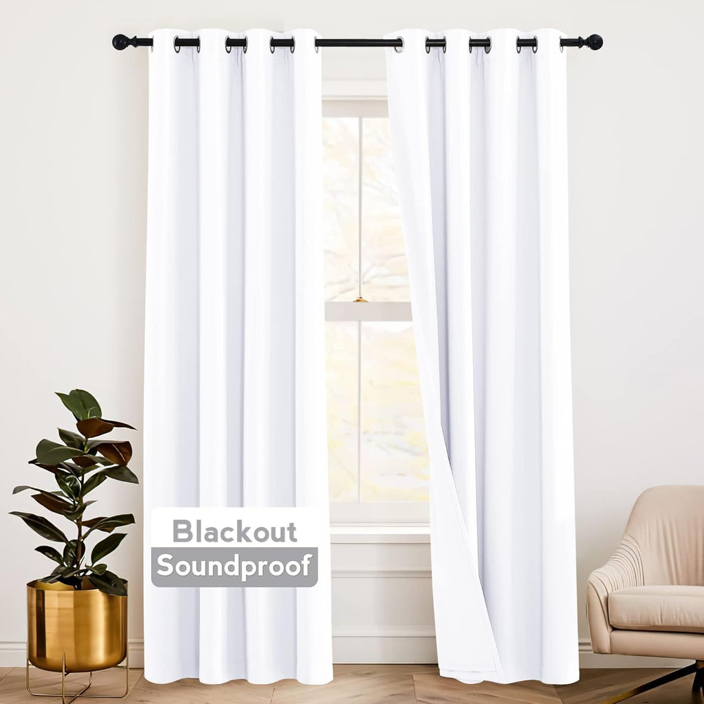 Rybhome RYB HOME 3-in-1 Noise - Blackout - Thermal Insulation Living Room Didvier Curtains, Large Window Noise Blocker Curtains for Bedroom…