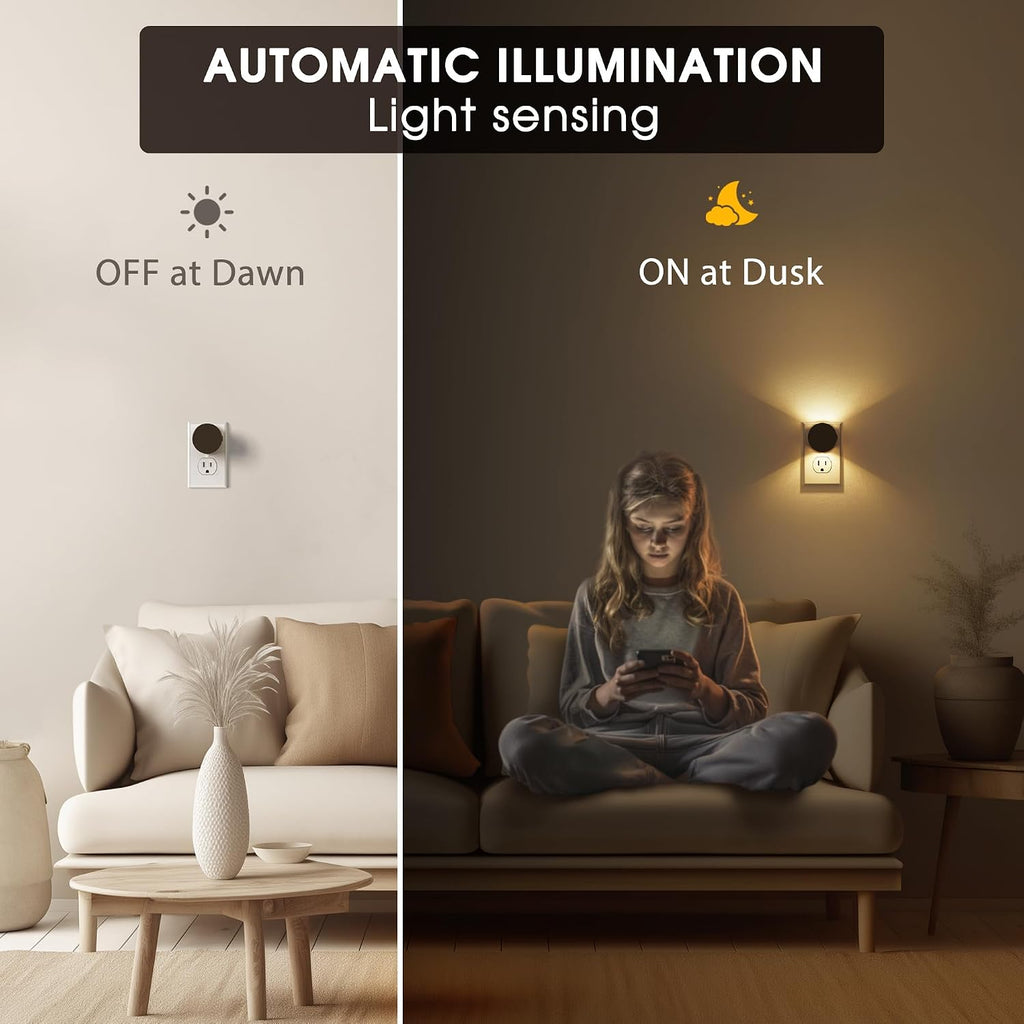 Briignite Night Lights Plug into Wall [2 Pack], Dusk to Dawn Sensor Nightlight, Brightness Adjustable, 3000K Soft White, Dimmable Plug in…