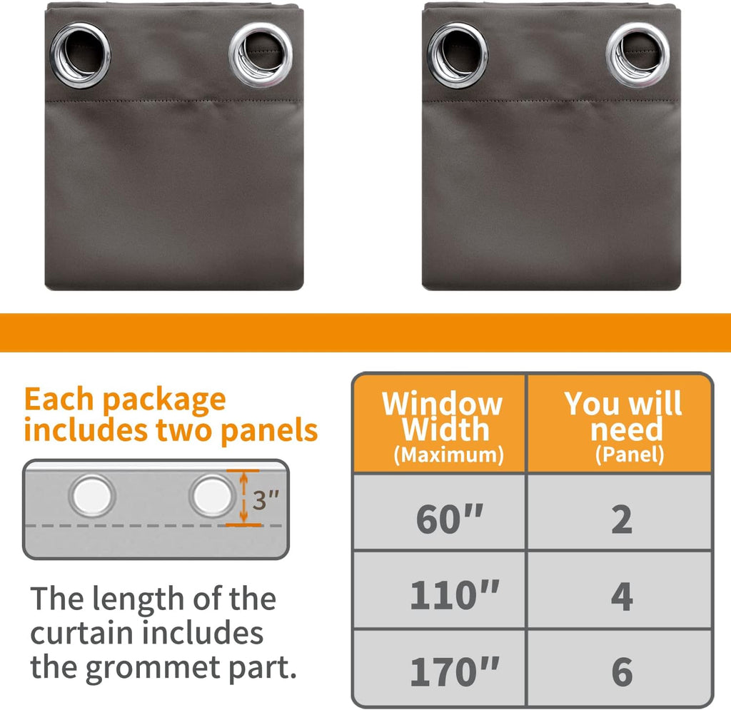 YoungsTex Grey Blackout Curtains for Bedroom 84 Inches Long - Thermal Insulated with Grommet Room Darkening Window Drapes for Living Room,…