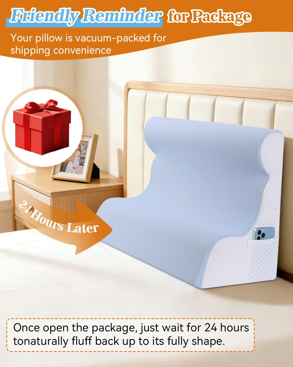 Reading Pillow for Sitting in Bed, Back Pillow for Sitting Up & Bed Wedge Pillow for Sleeping, Lumbar Rest & Neck Support Bed Pillows…