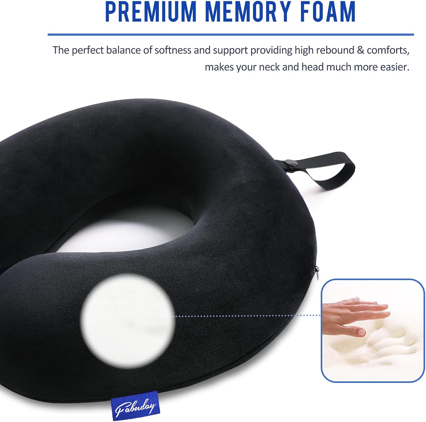 Fabuday Memory Foam Travel Pillows for Airplanes - Neck Pillow for Traveling with Attachable Snap Strap Soft Washable Cover, Flight Pillow…