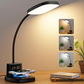 Desk Lamp, Bedside Table Lamps with Wireless Charger and Clock, 30Mins Auto-Off Night Light Lamp, 3 Color Modes Dimmable Touch 800LM CRI…
