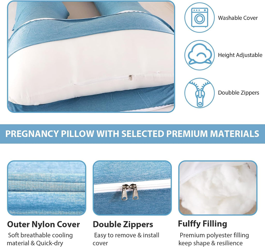 Amagoing Cooling Pregnancy Pillow for Sleeping, U Shaped Maternity Full Body Pillow for Women with Hip, Leg, Back Pain Support, Removable C…