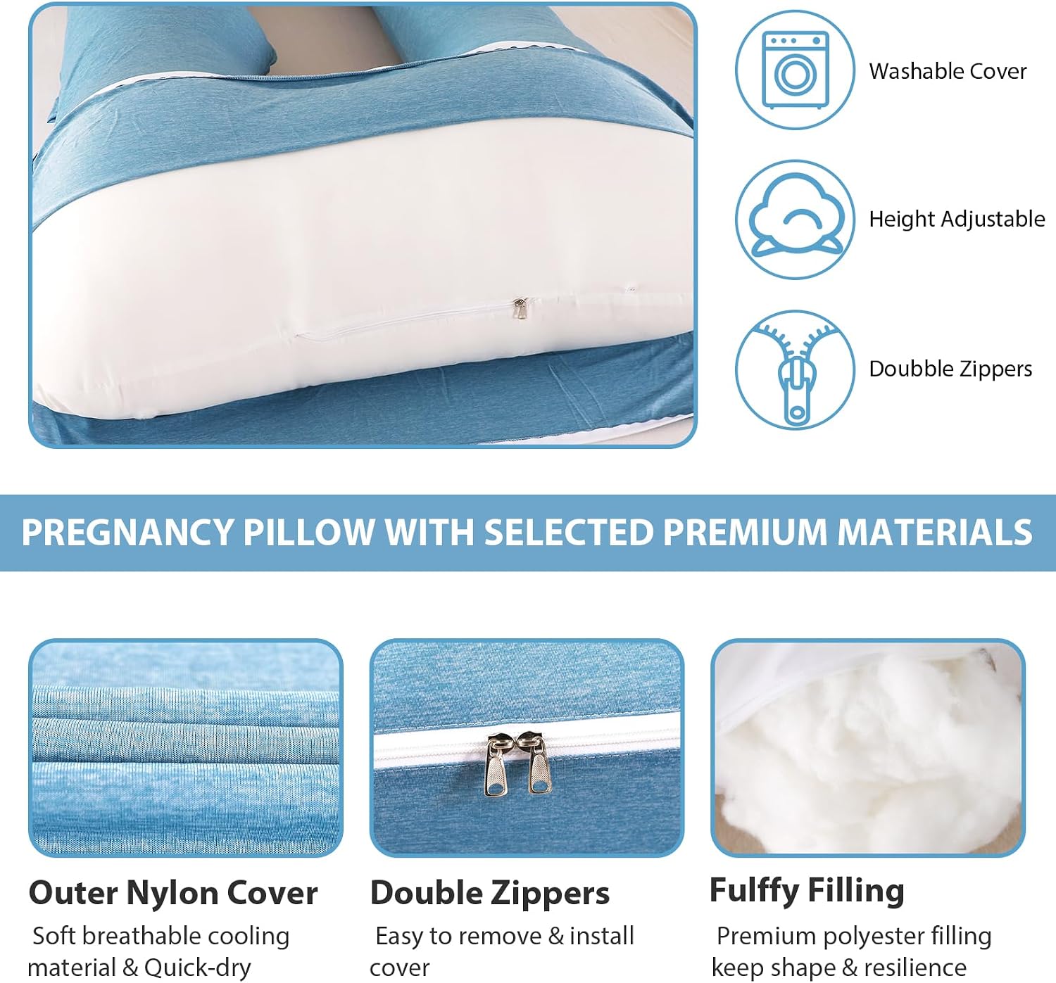 Amagoing Cooling Pregnancy Pillow for Sleeping, U Shaped Maternity Full Body Pillow for Women with Hip, Leg, Back Pain Support, Removable C…